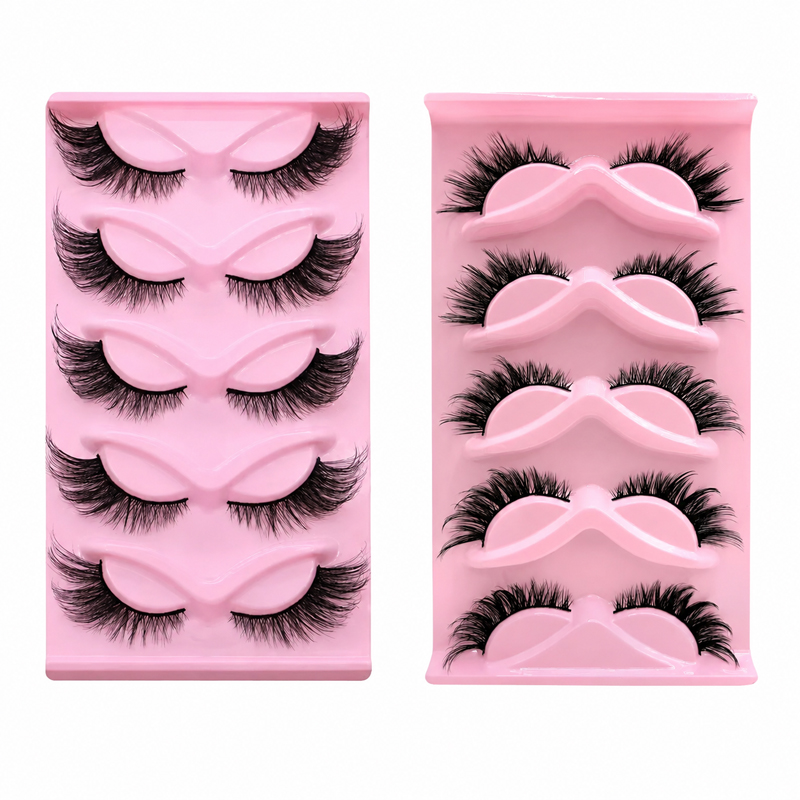 Beauty Makeup Looks - 5쌍 2가지 스타일의 가벼운 인조 속눈썹,