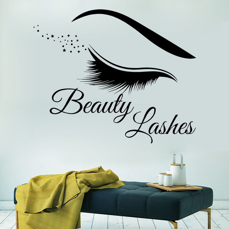 현대 속눈썹 속눈썹 벽 스티커 비닐 인테리어 홈 장식  - Beauty Makeup Wallpaper 리뷰 및 가격