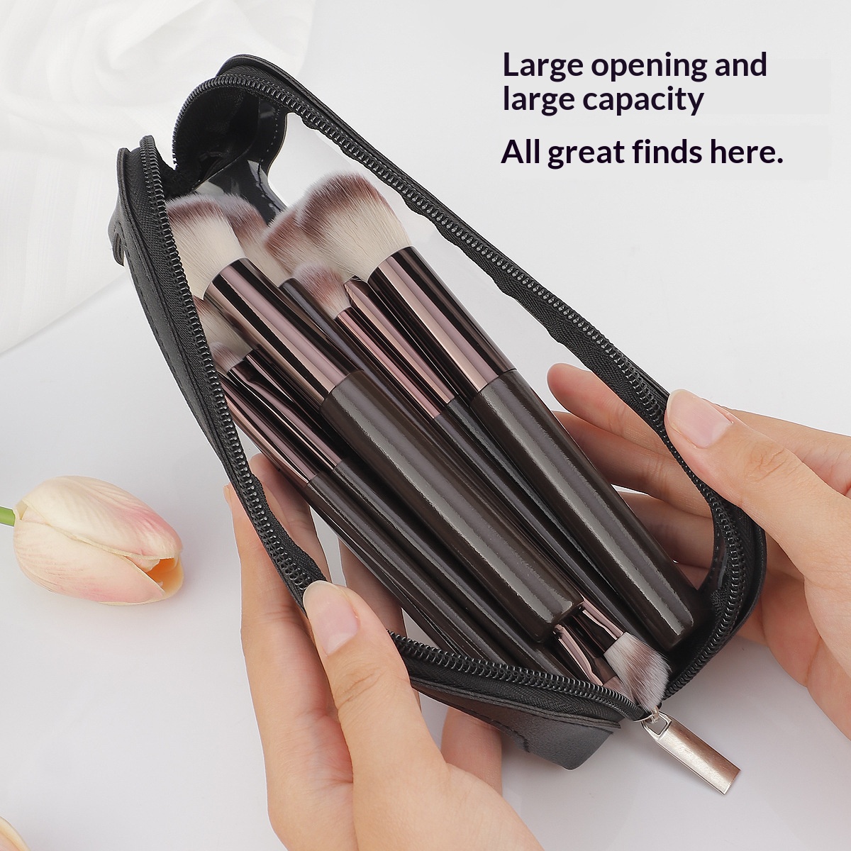 작고 투명한 PU 가죽 여행용 화장품 가방, 휴대용 방 - Beauty Makeup Bag 리뷰 및 가격