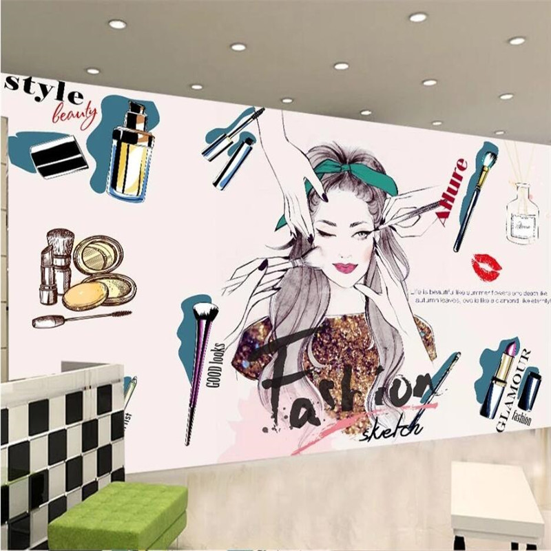 맞춤형 제품 달콤한 손으로 그린 ​​화장품 매니큐어 샵 - Beauty Makeup Wallpaper 리뷰 및 가격