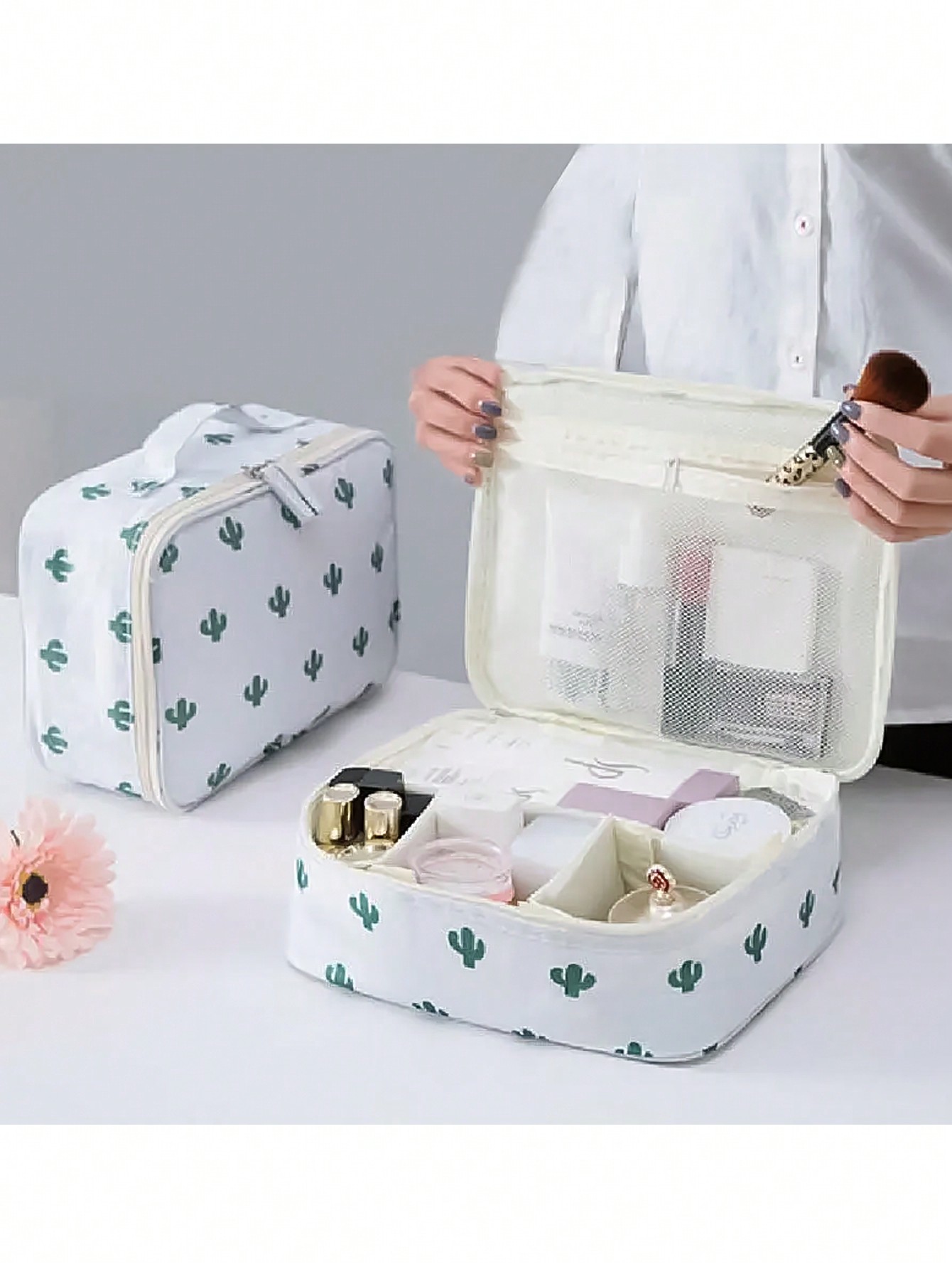 1 Pcs 선인장 인쇄 방수 화장품 가방 휴대용 핸드  - Beauty Makeup Bag 리뷰 및 가격
